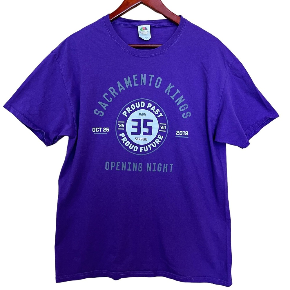 Sacramento Kings NBA T-Shirt Men's L Purple Opening Night 2019 35 Seasons